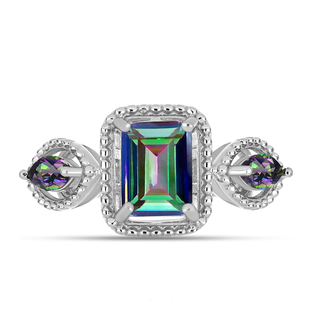 Stříbro 925/1000 - Prsten s Brazilským Mystickým Zeleným Křemenem - Karátové číslo: 1.84. přibližná hmotnost: 3.5 gramů 1 