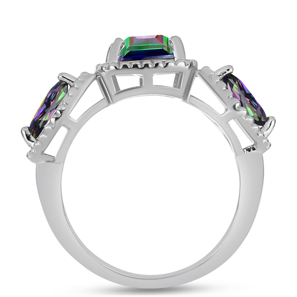 Stříbro 925/1000 - Prsten s Brazilským Mystickým Zeleným Křemenem - Karátové číslo: 1.84. přibližná hmotnost: 3.5 gramů