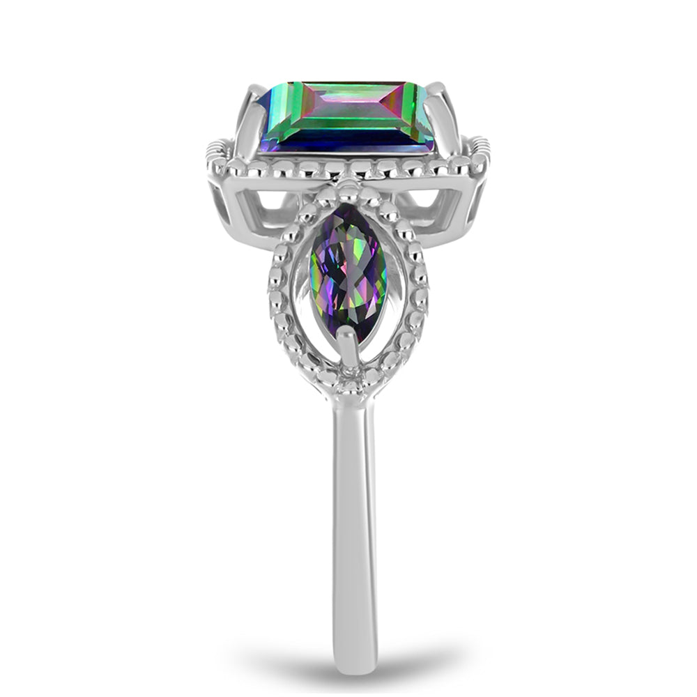 Stříbro 925/1000 - Prsten s Brazilským Mystickým Zeleným Křemenem - Karátové číslo: 1.84. přibližná hmotnost: 3.5 gramů