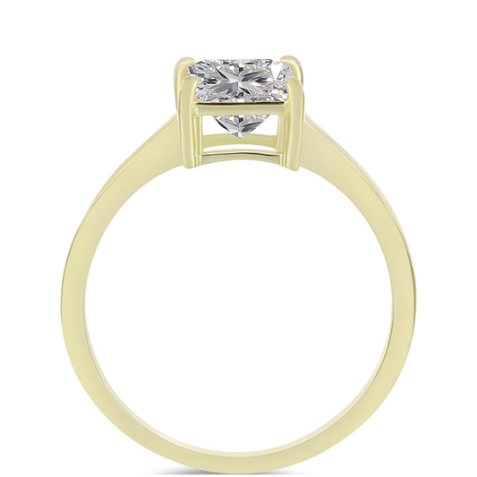 Pozlacené Stříbro 925/1000 - Prsten s Certifikovaný Diamantem pěstovaný v laboratoři - Karátové číslo: 1.58. přibližná hmotnost: 2.35 gramů