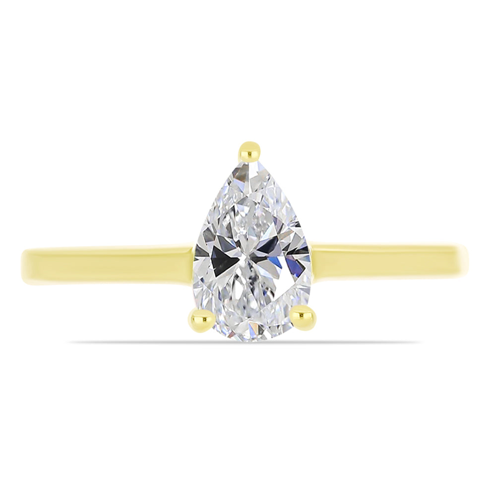 Pozlacené Stříbro 925/1000 - Prsten s Certifikovaný Diamantem pěstovaný v laboratoři - Karátové číslo: 0.96. přibližná hmotnost: 2.2 gramů