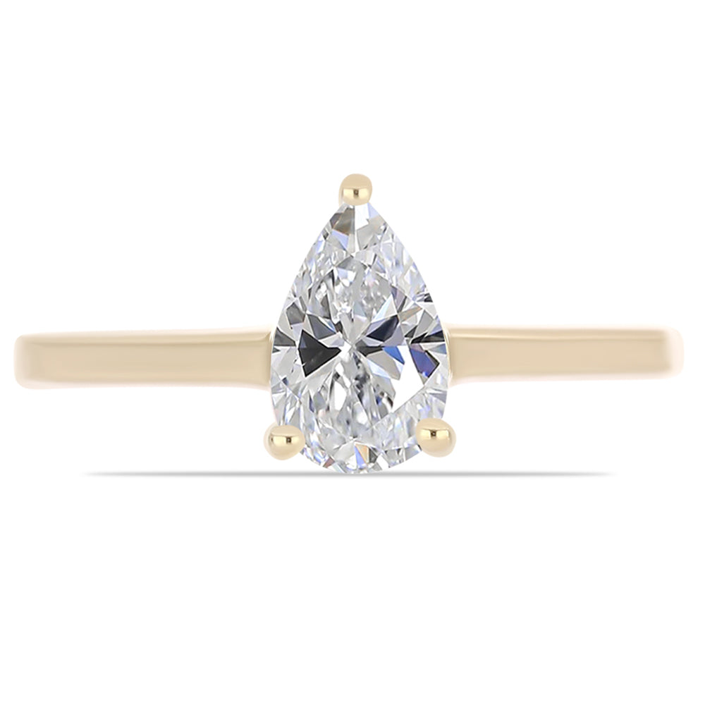 Pozlacené Stříbro 925/1000 - Prsten s Certifikovaný Diamantem pěstovaný v laboratoři - Karátové číslo: 0.96. přibližná hmotnost: 2.2 gramů