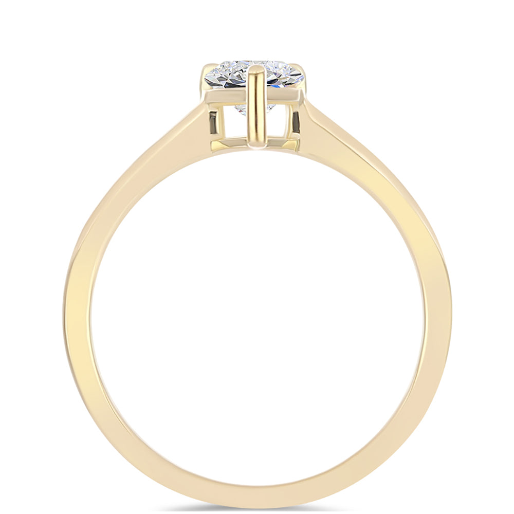 Pozlacené Stříbro 925/1000 - Prsten s Certifikovaný Diamantem pěstovaný v laboratoři - Karátové číslo: 0.96. přibližná hmotnost: 2.2 gramů