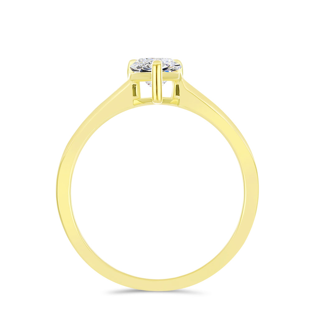 Pozlacené Stříbro 925/1000 - Prsten s Certifikovaný Diamantem pěstovaný v laboratoři - Karátové číslo: 0.96. přibližná hmotnost: 2.2 gramů