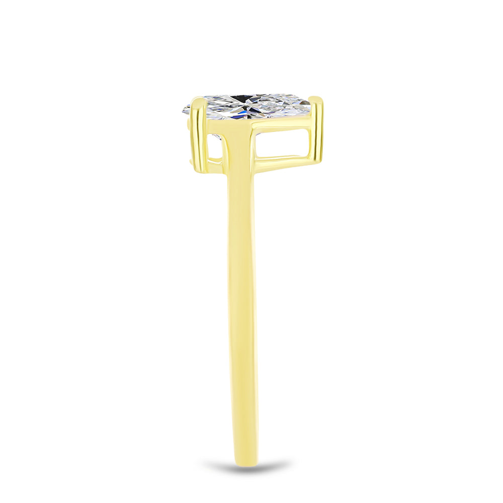 Pozlacené Stříbro 925/1000 - Prsten s Certifikovaný Diamantem pěstovaný v laboratoři - Karátové číslo: 0.96. přibližná hmotnost: 2.2 gramů 8 