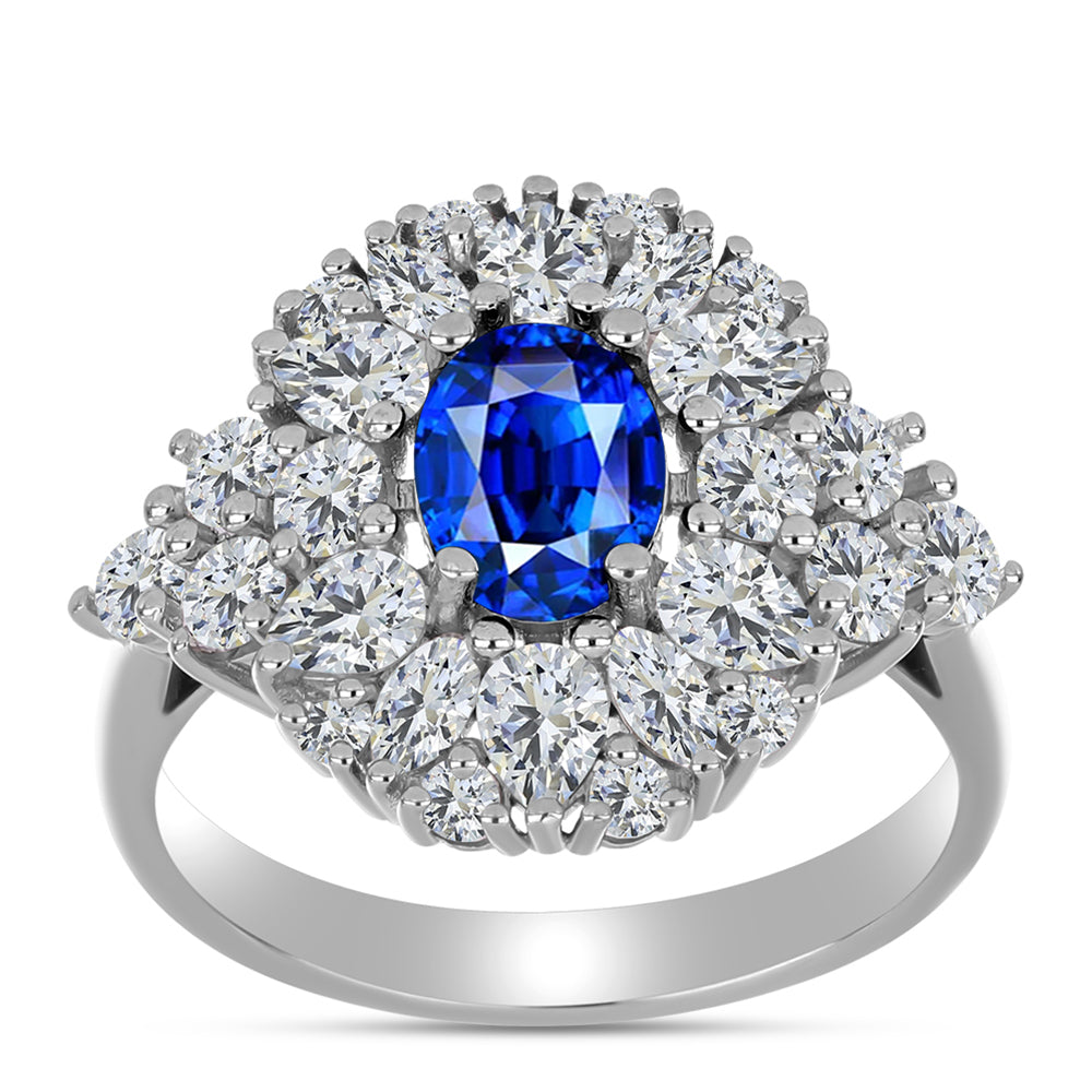 Stříbro 925/1000 - Prsten s Australským Modrým Safírem a Bílým Topazem - Karátové číslo: 4.54. přibližná hmotnost: 5.12 gramů 3 