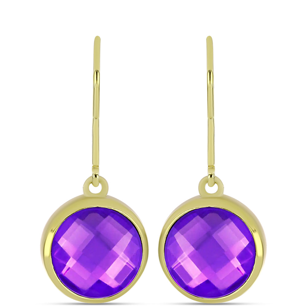 Pozlacené Stříbro 925/1000 - Náušnice s Purpurovým Achátem - Karátové číslo: 6.33. přibližná hmotnost: 4.88 gramů 1 