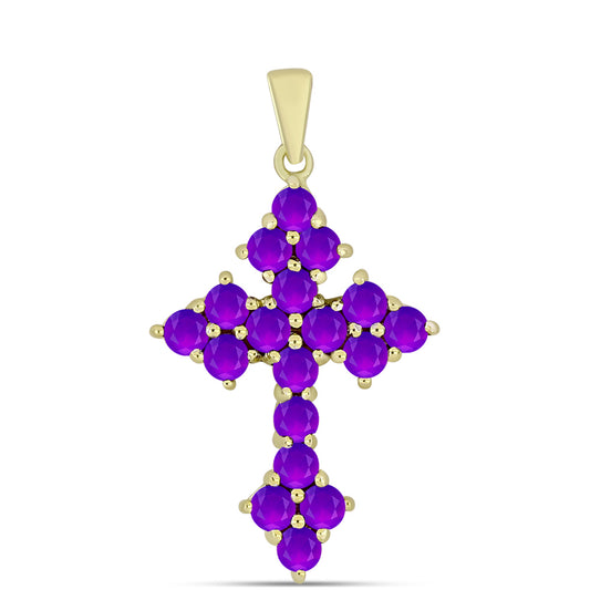 Pozlacené Stříbro 925/1000 - Přívěsek s Purpurovým Achátem - Karátové číslo: 1.92. přibližná hmotnost: 3.13 gramů