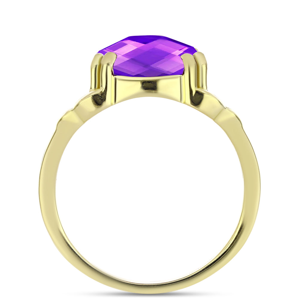 Pozlacené Stříbro 925/1000 - Prsten s Purpurovým Achátem - Karátové číslo: 8.23. přibližná hmotnost: 6.09 gramů 2 