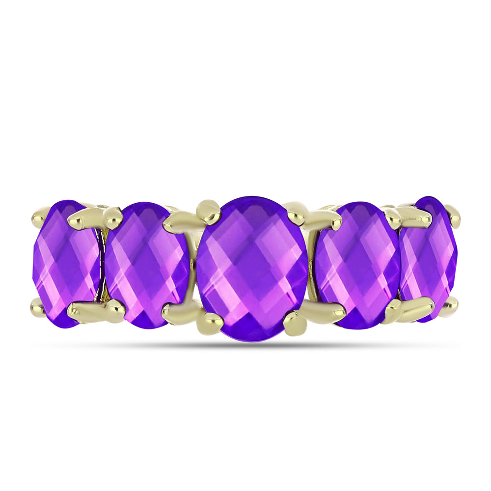 Pozlacené Stříbro 925/1000 - Prsten s Purpurovým Achátem - Karátové číslo: 3.98. přibližná hmotnost: 3.39 gramů 1 