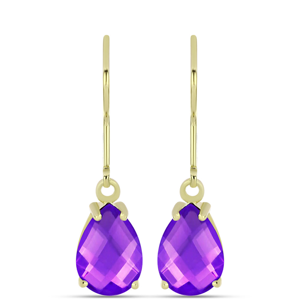 Pozlacené Stříbro 925/1000 - Náušnice s Purpurovým Achátem - Karátové číslo: 3.51. přibližná hmotnost: 2.46 gramů