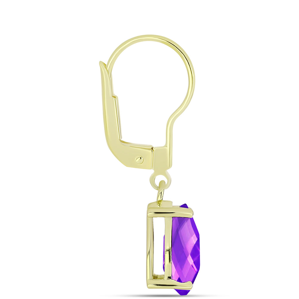Pozlacené Stříbro 925/1000 - Náušnice s Purpurovým Achátem - Karátové číslo: 3.51. přibližná hmotnost: 2.46 gramů 4 