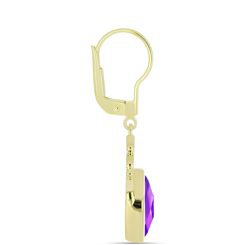Pozlacené Stříbro 925/1000 - Náušnice s Purpurovým Achátem - Karátové číslo: 5.8. přibližná hmotnost: 6.24 gramů 2 