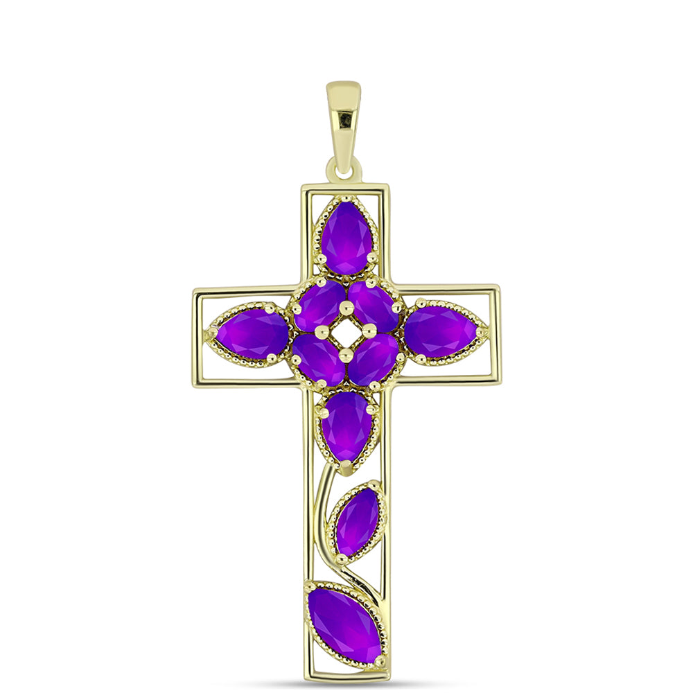 Pozlacené Stříbro 925/1000 - Přívěsek s Purpurovým Achátem - Karátové číslo: 3.05. přibližná hmotnost: 4.03 gramů 1 