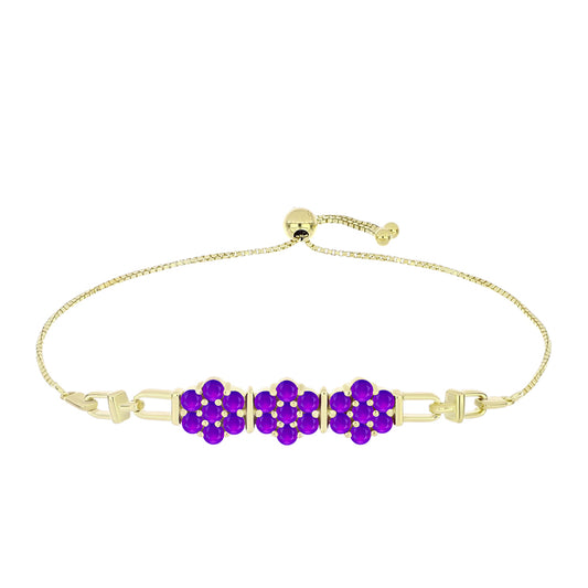Pozlacené Stříbro 925/1000 - Náramek s Purpurovým Achátem - Karátové číslo: 2.11. přibližná hmotnost: 7.5 gramů