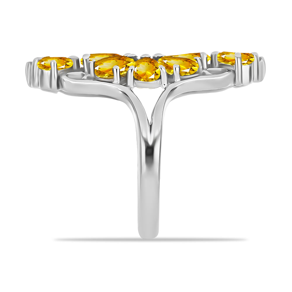 Stříbro 925/1000 - Prsten se Zlatým Citrínem z Rio Grande do Sul - Karátové číslo: 4.16. přibližná hmotnost: 5.11 gramů