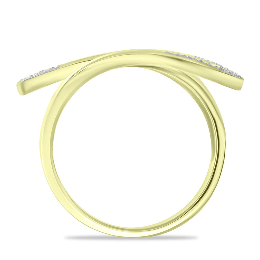 Pozlacené Stříbro 925/1000 - Prsten s Bílým Diamantem - Karátové číslo: 0.06. přibližná hmotnost: 5.14 gramů