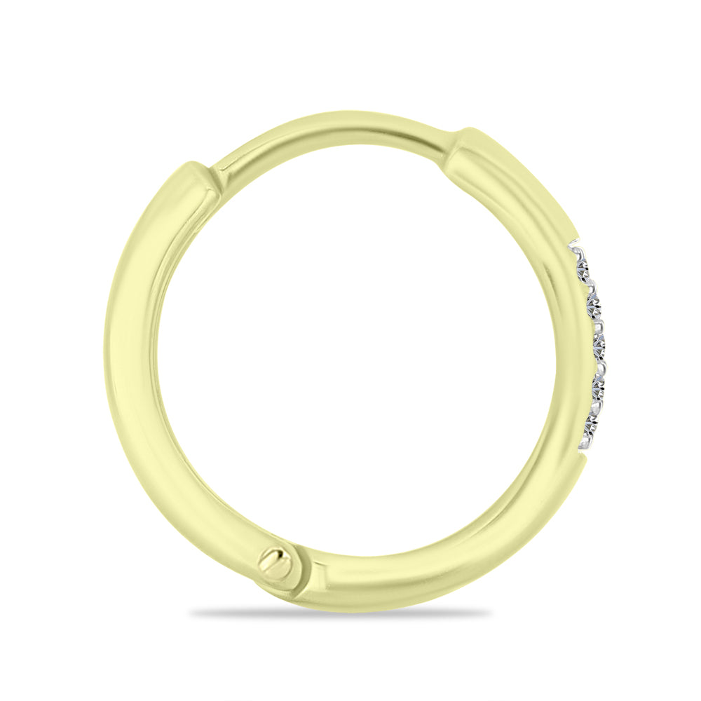 Pozlacené Stříbro 925/1000 - Náušnice s Bílým Diamantem - Karátové číslo: 0.06. přibližná hmotnost: 2.2 gramů