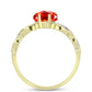 Pozlacené Stříbro 925/1000 - Prsten s Ohnivě Červeným Opálem z Lega Dembi a Bílým Topazem - Karátové číslo: 1.29. přibližná hmotnost: 2.35 gramů