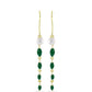 Pozlacené Stříbro 925/1000 - Náušnice se Zeleným Achátem a Bílou Sladkovodní Perlou - Karátové číslo: 2.05. přibližná hmotnost: 2.74 gramů