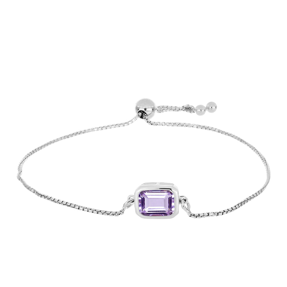 Stříbro 925/1000 - Náramek s Rose de France Ametystem - Karátové číslo: 1.35. přibližná hmotnost: 3.3 gramů