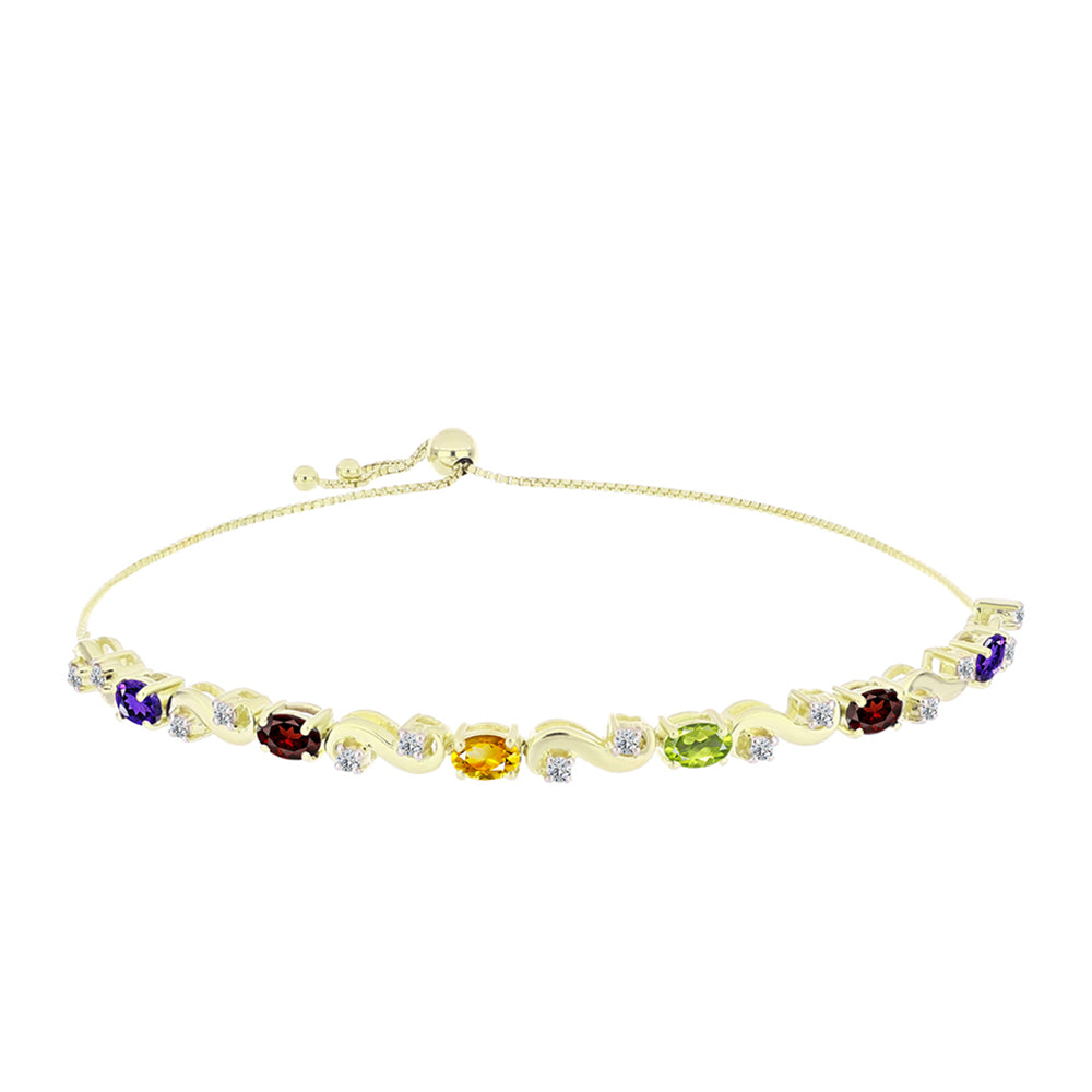 Pozlacené Stříbro 925/1000 - Náramek s Marockým Ametystem a Uralským Citrínem - Karátové číslo: 3.39. přibližná hmotnost: 9.71 gramů 1 