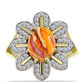 Pozlacené Stříbro 925/1000 - Prsten s jaspisem (Lví tlapa) a Bílým Topazem - Karátové číslo: 3.23. přibližná hmotnost: 5.83 gramů