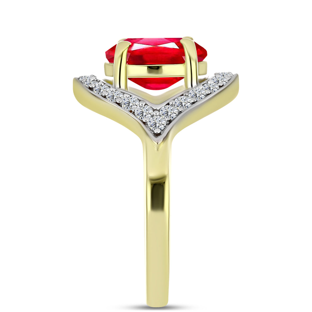 Pozlacené Stříbro 925/1000 - Prsten s Červeným Achátem a Bílým Topazem - Karátové číslo: 2.1. přibližná hmotnost: 3.39 gramů 4 