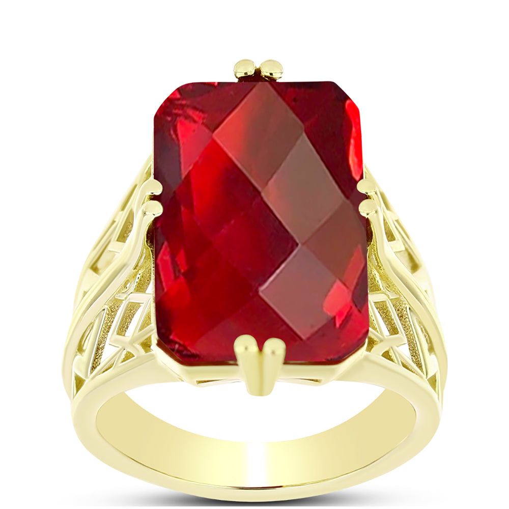 Pozlacené Stříbro 925/1000 - Prsten s Červeným Achátem - Karátové číslo: 12.4. přibližná hmotnost: 8.27 gramů 3 