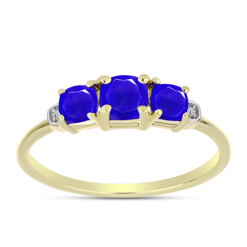 Pozlacené Stříbro 925/1000 - Prsten s Modrým Achátem a Bílým Topazem - Karátové číslo: 1.1. přibližná hmotnost: 1.92 gramů