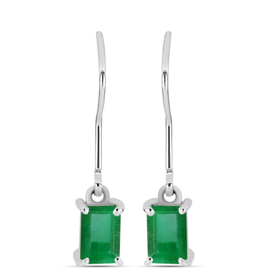 Stříbro 925/1000 - Náušnice s Brazilským Smaragdem - Karátové číslo: 1.38. přibližná hmotnost: 1.88 gramů