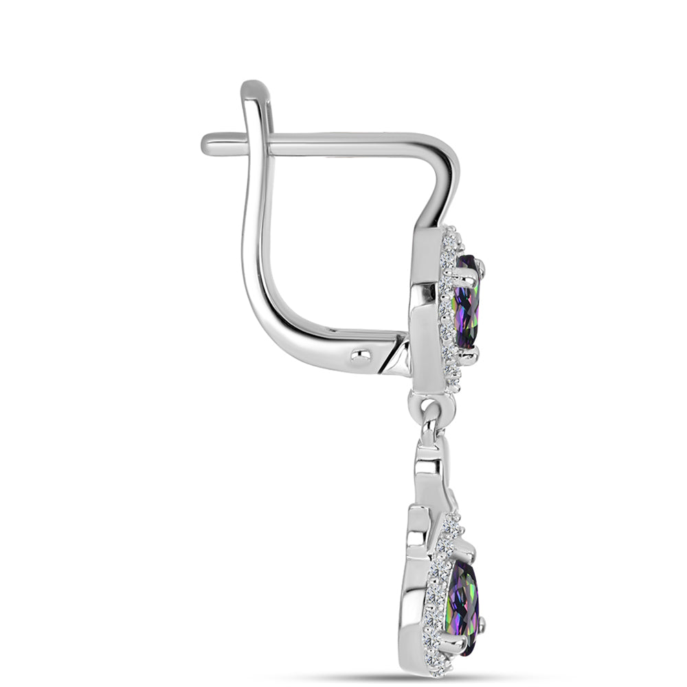 Stříbro 925/1000 - Náušnice s Tanzanitem a Bílým Topazem - Karátové číslo: 1.28. přibližná hmotnost: 4.23 gramů 2 