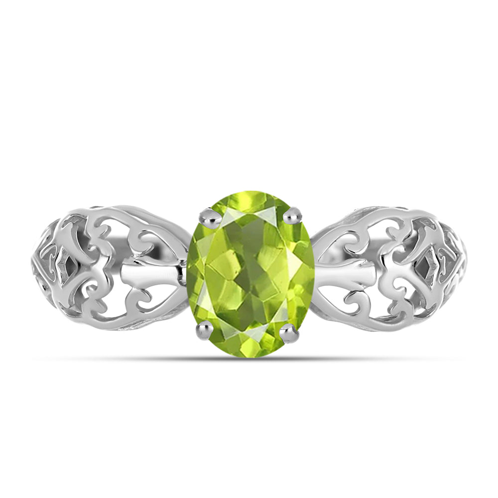 Stříbro 925/1000 - Prsten s Čchang-pajským Peridotem - Karátové číslo: 1.15. přibližná hmotnost: 1.98 gramů 1 