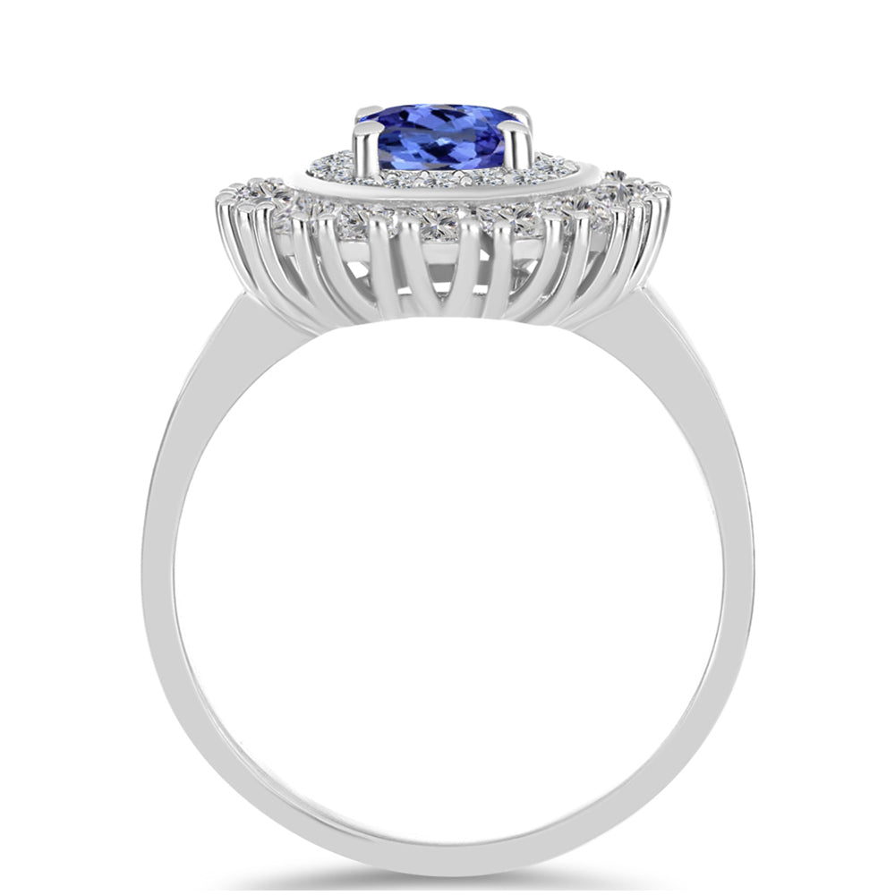 Stříbro 925/1000 - Prsten s AAA Tanzanitem a Bílým Topazem - Karátové číslo: 2.16. přibližná hmotnost: 3.78 gramů 2 