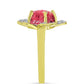 Pozlacené Stříbro 925/1000 - Prsten s Thulitem a Bílým Topazem - Karátové číslo: 4.96. přibližná hmotnost: 5.12 gramů