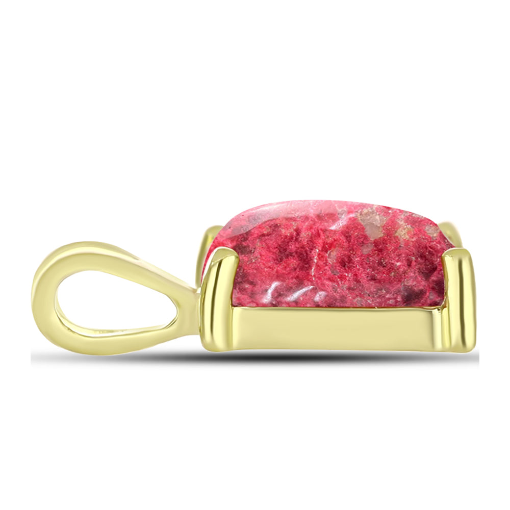 Pozlacené Stříbro 925/1000 - Přívěsek s Thulitem - Karátové číslo: 2.62. přibližná hmotnost: 1.11 gramů 2 