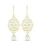 Pozlacené Stříbro 925/1000 - Náušnice s Bílou Sladkovodní Perlou - Karátové číslo: 7.76. přibližná hmotnost: 6.92 gramů