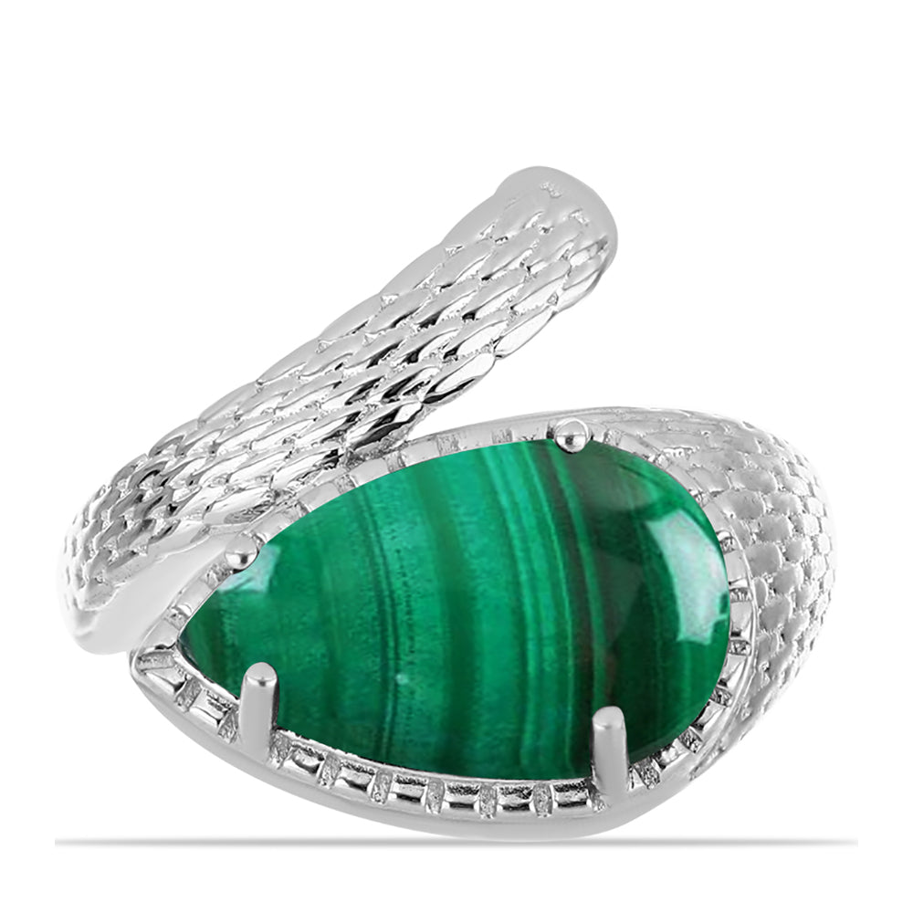 Stříbro 925/1000 - Prsten s Malachitem - Karátové číslo: 8.71. přibližná hmotnost: 7.77 gramů 1 