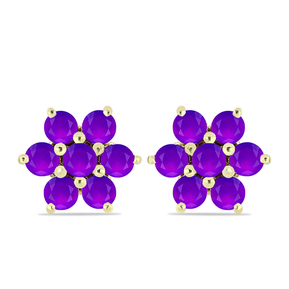 Pozlacené Stříbro 925/1000 - Náušnice s Purpurovým Achátem - Karátové číslo: 1.51. přibližná hmotnost: 2.56 gramů 1 