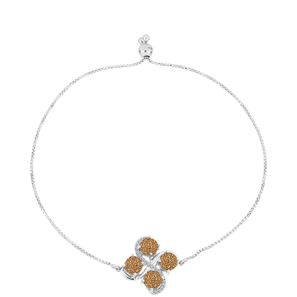 Stříbro 925/1000 - Náramek s Zlatým Drusy a Bílým Topazem - Karátové číslo: 3.99. přibližná hmotnost: 5.12 gramů 1 