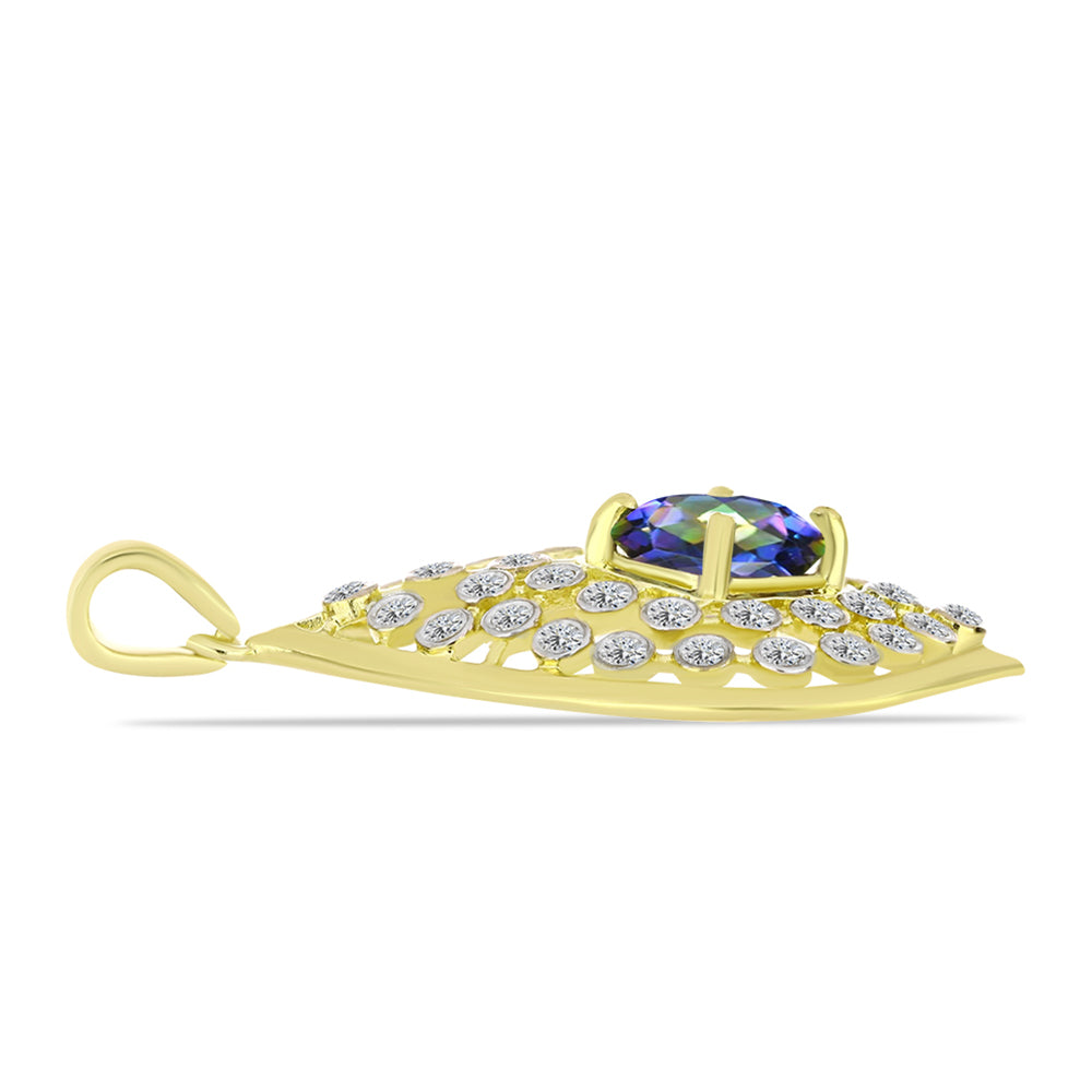 Pozlacené Stříbro 925/1000 - Přívěsek s Mystickým Topazem a Bílým Topazem - Karátové číslo: 2.05. přibližná hmotnost: 3.16 gramů