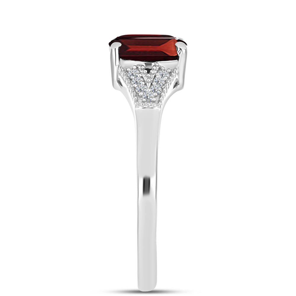 Stříbro 925/1000 - Prsten s Bartonským Granátem a Bílým Topazem - Karátové číslo: 1.25. přibližná hmotnost: 2.14 gramů 4 