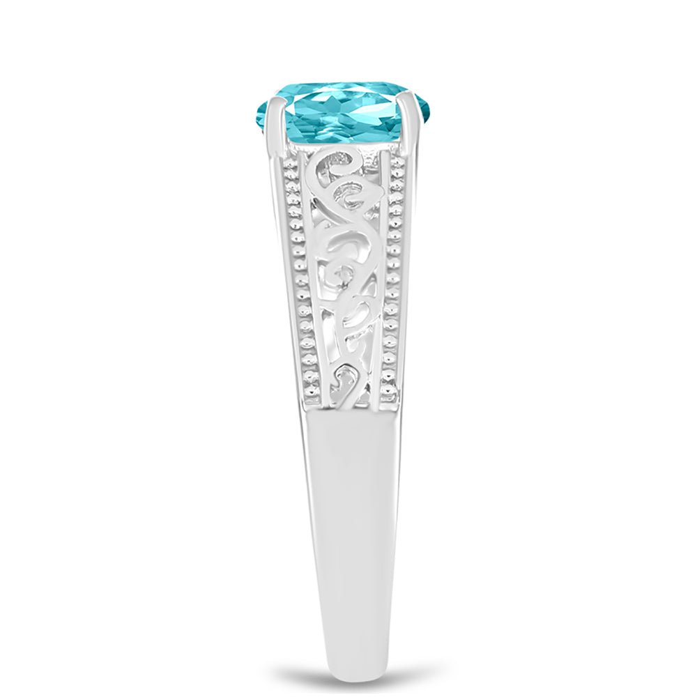 Stříbro 925/1000 - Prsten s Paraiba Křemenem - Karátové číslo: 1.22. přibližná hmotnost: 2.99 gramů 4 