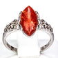 Stříbrný Prsten s Červeným Houbovým Korálem