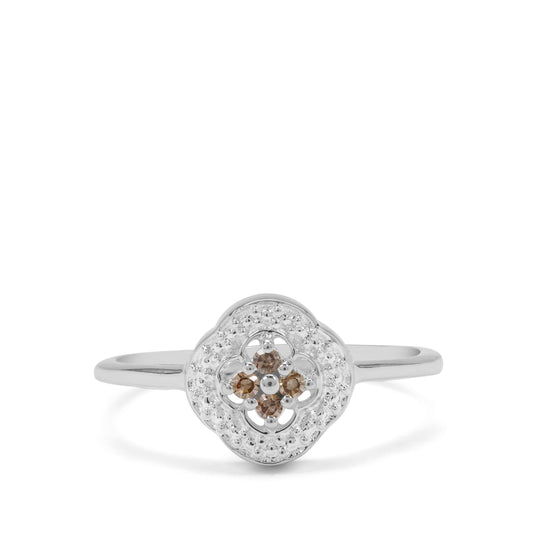 Stříbrný Prsten s Hnědým Diamantem