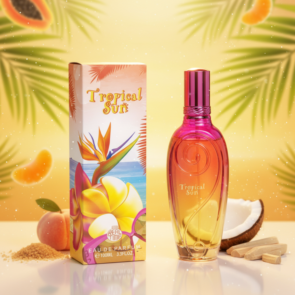 100 ml Eau de Parfum "TROPICAL SUN" Ovocná Pižmová Vůně pro Ženy, s 3% obsahem esenciálních olejů 7 