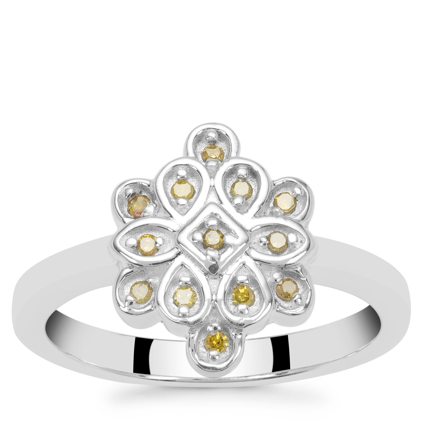 Stříbrný Prsten se Žlutým Diamantem
