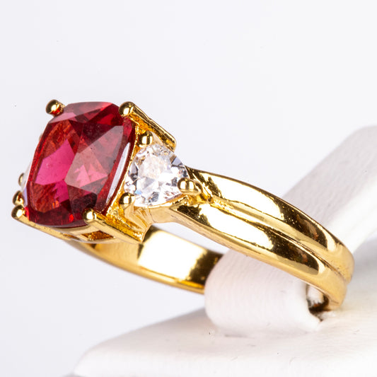 Pozlacený Slitinový Prsten s Červeným Emporia® Křišťálem