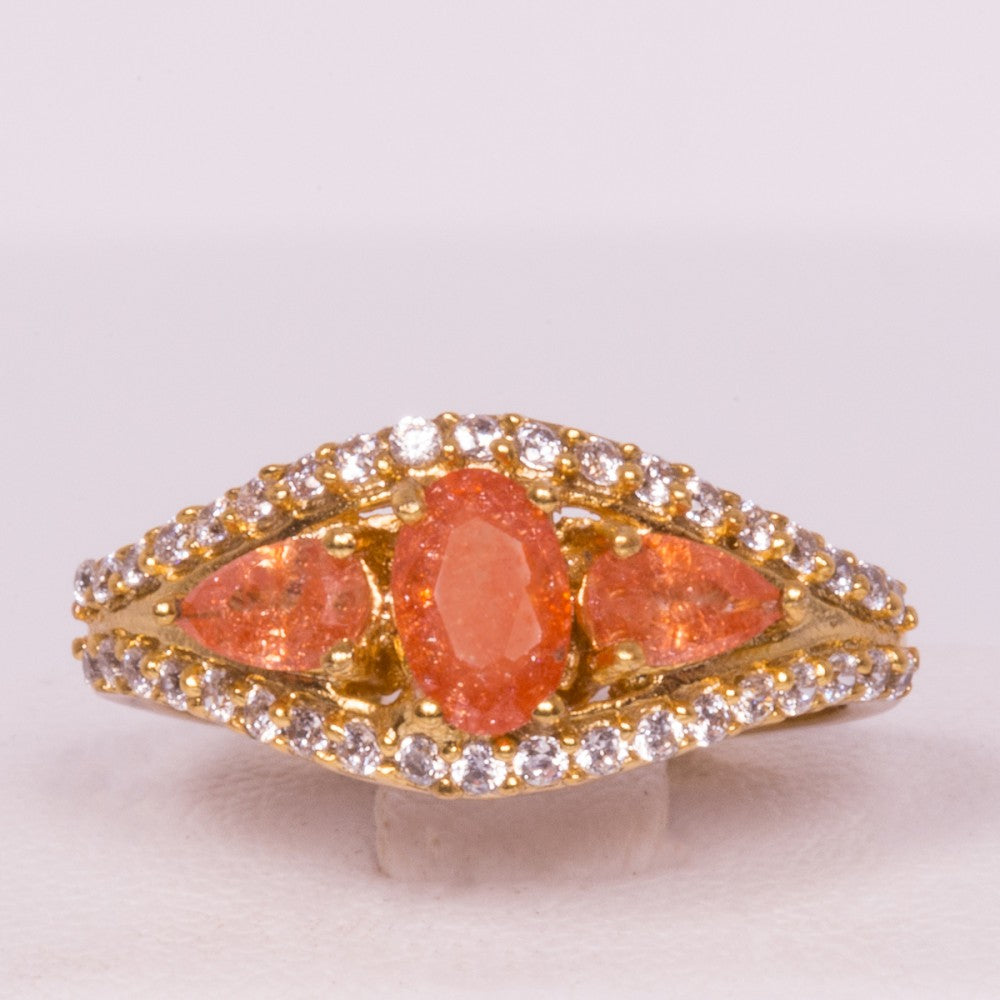 Pozlacený Slitinový Prsten s Oranžovým Emporia® Křišťálem