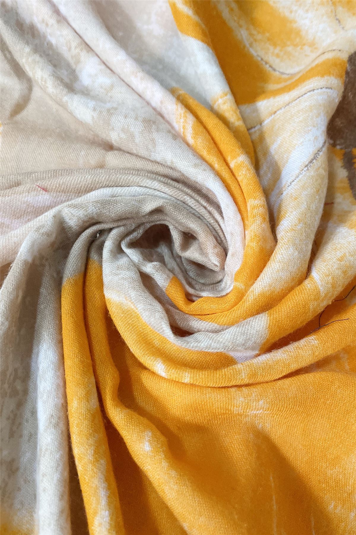 Bavlněná Šála-šátek, 85 cm x 180 cm, Velký květinový vzor, Oranžová